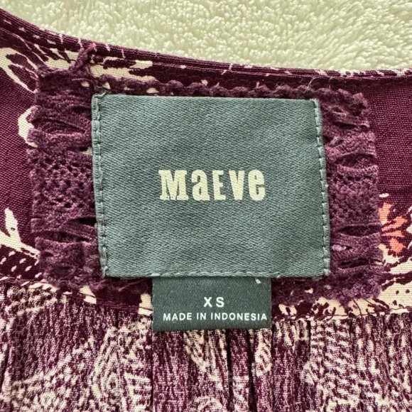 Anthropologie Maeve Merlot Floral Long Sleeve Monaco Dress Size XS - Picture 8 of 9